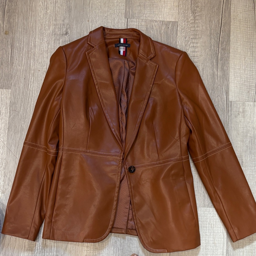 Tommy Hilfiger Brown Leather Blazer
